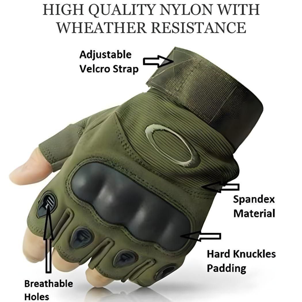 RideSafe 🏍️ Half-Finger Rubber Knuckle Motorcycle Gloves - Non-Slip Grip 🛡️