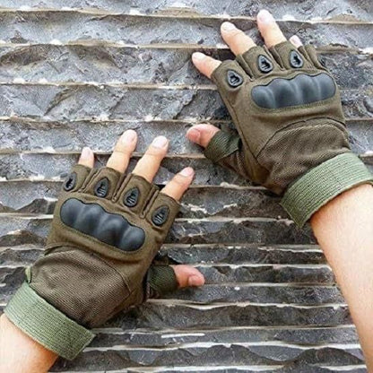 RideSafe 🏍️ Half-Finger Rubber Knuckle Motorcycle Gloves - Non-Slip Grip 🛡️